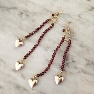 New Handmade Genuine Natural Garnet Gold Filled Earrings
